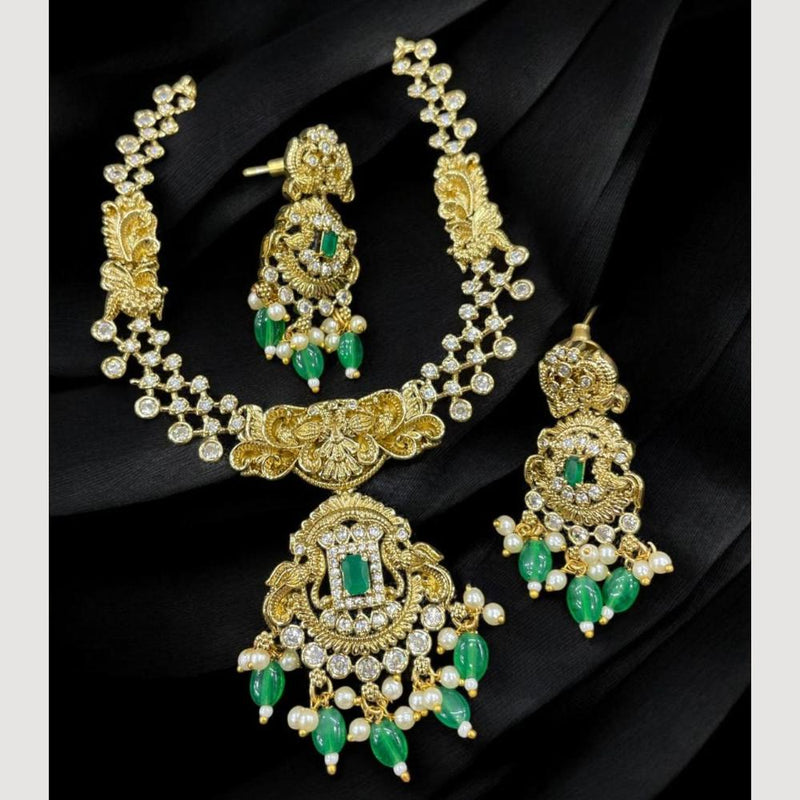 Sona Creation Gold Plated Austrian Stone And Beads Necklace Set