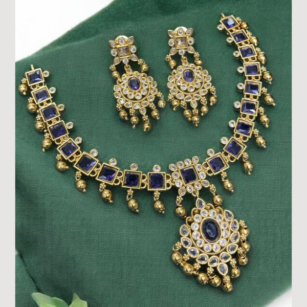 Sona Creation Gold Plated Crystal Stone Necklace Set