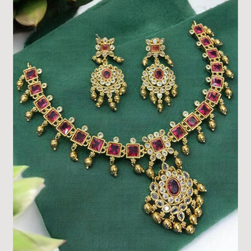 Sona Creation Gold Plated Crystal Stone Necklace Set