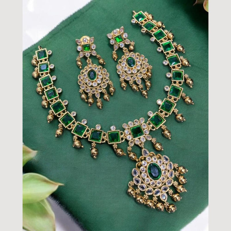 Sona Creation Gold Plated Crystal Stone Necklace Set