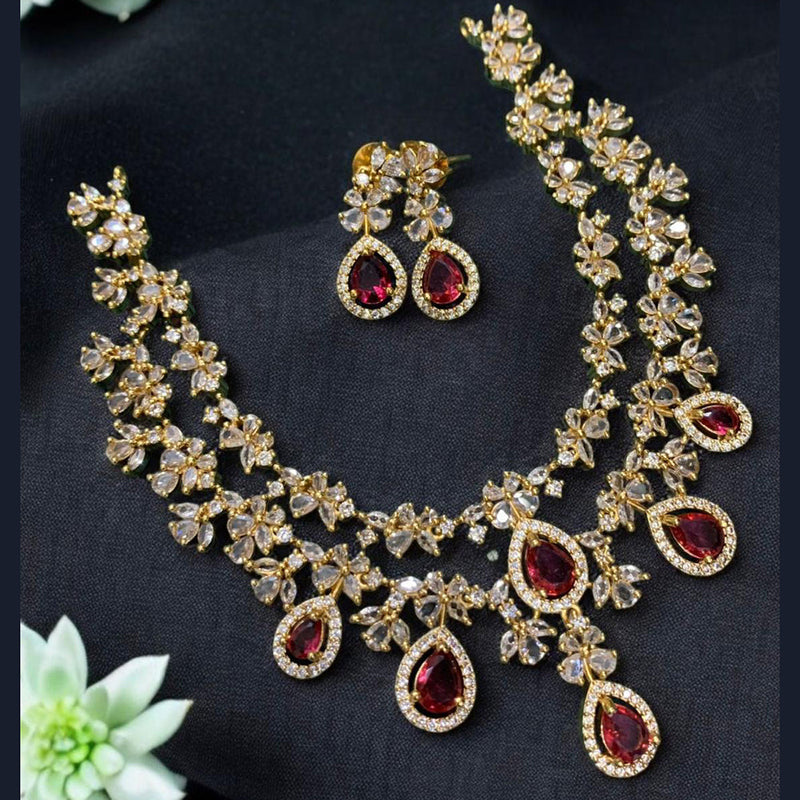 Sona Creation Gold Plated Crystal Stone Necklace Set