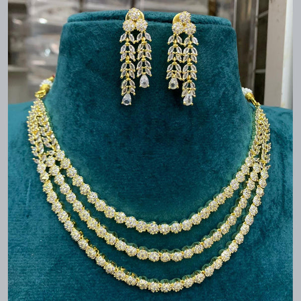 Sona Creation Gold Plated Crystal Stone Necklace Set