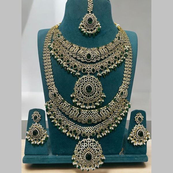 Sona Creation Gold Plated American Diamond Bridal Necklace Combo