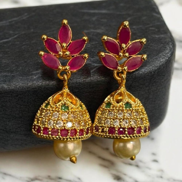 Sona Creation Gold Plated Austrian Stone And Beads Jhumki Earrings