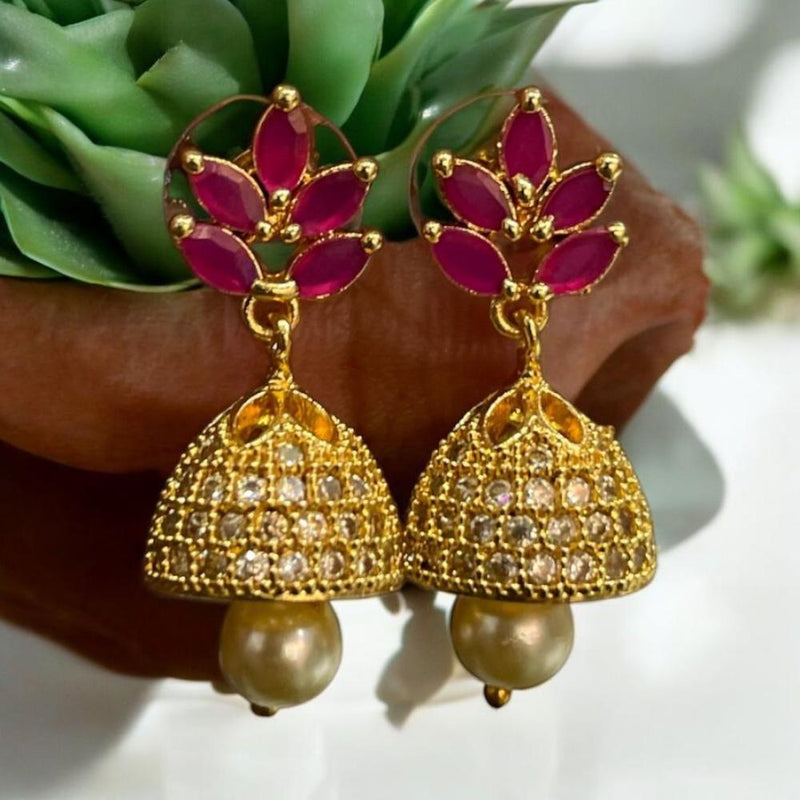 Sona Creation Gold Plated Austrian Stone And Beads Jhumki Earrings