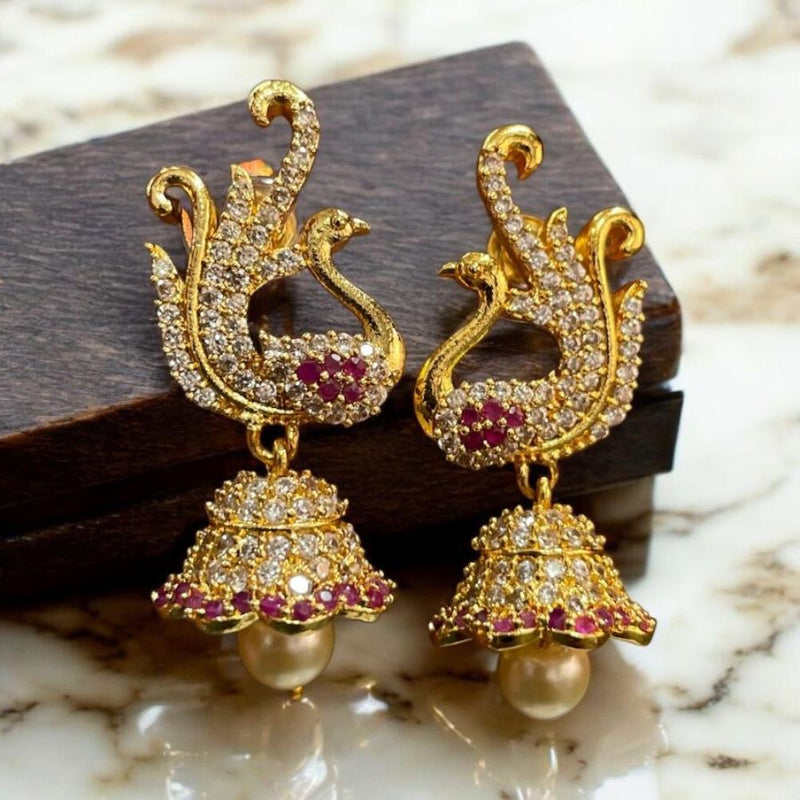 Sona Creation Gold Plated Austrian Stone And Beads Jhumki Earrings