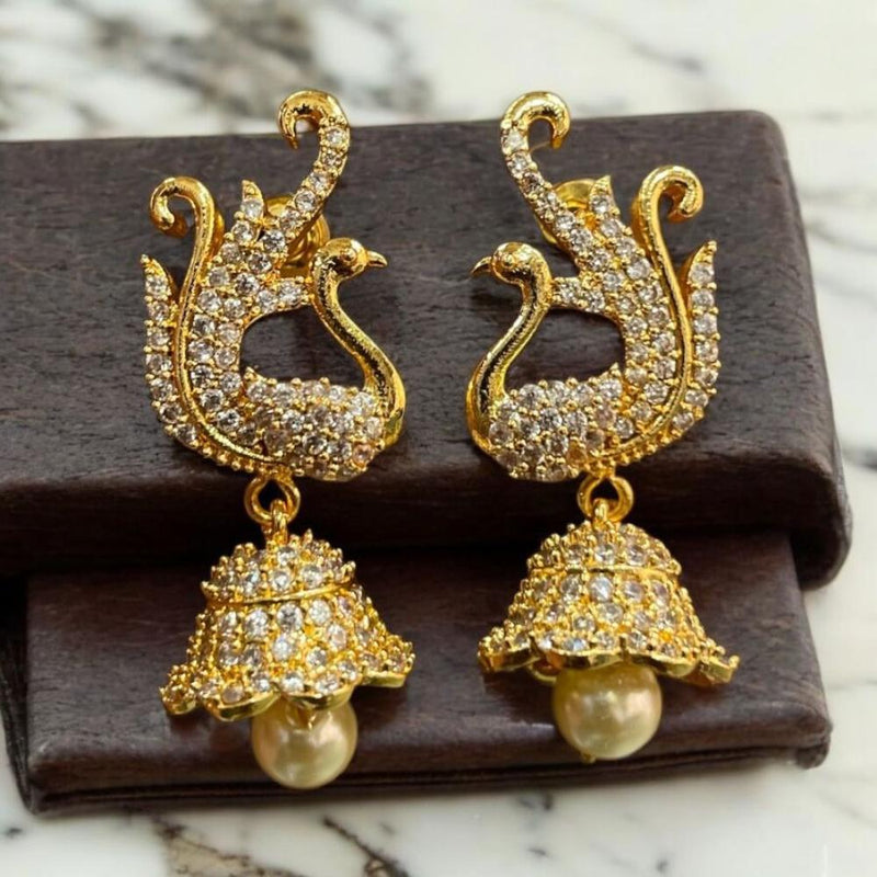 Sona Creation Gold Plated Austrian Stone And Beads Jhumki Earrings