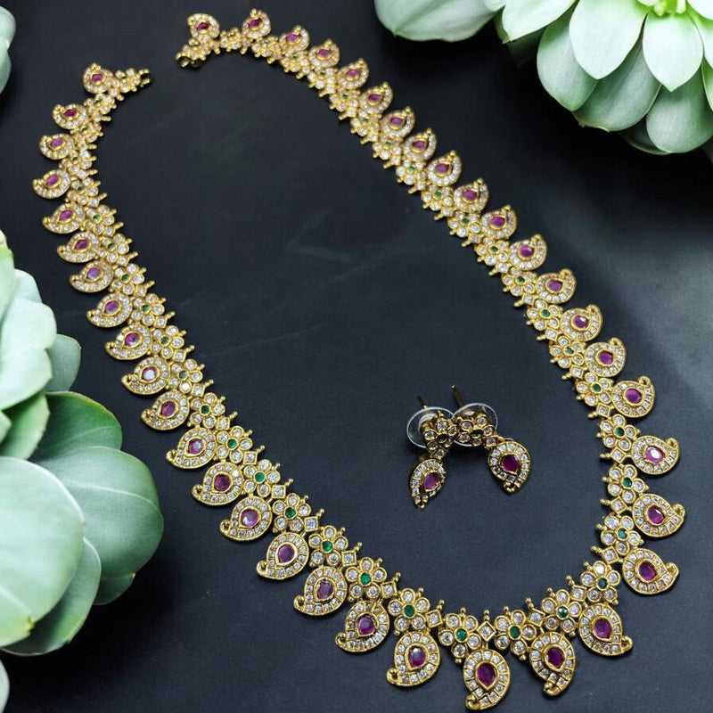 Sona Creation Gold Plated Austrian Stone Long Necklace Set