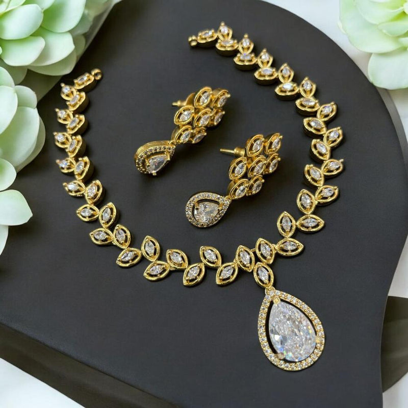 Sona Creation Gold Plated American Diamonds Necklace Set