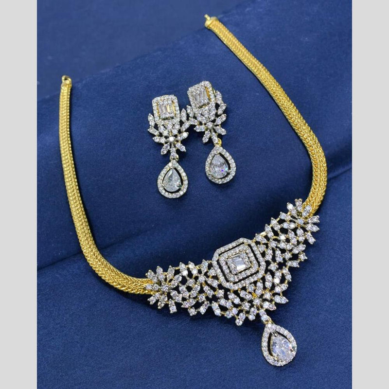 Sona Creation Gold Plated American Diamonds Necklace Set