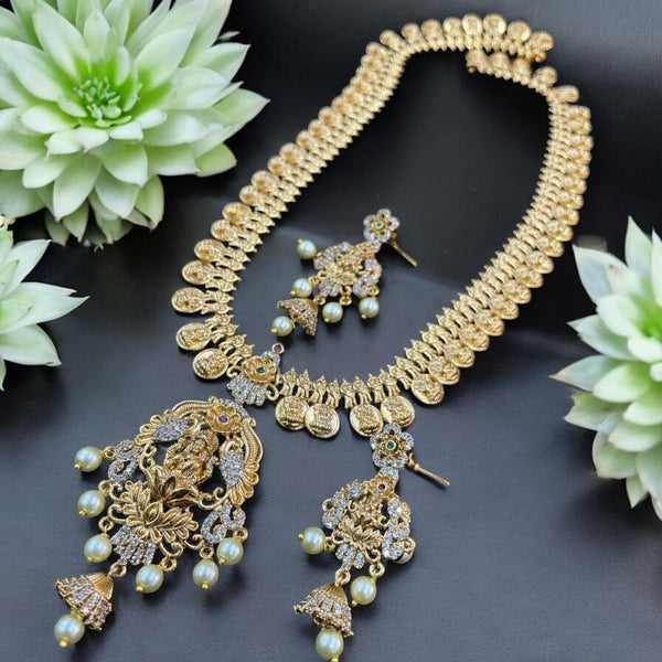 Sona Creation Gold Plated Austrian Stone And Beads Temple Necklace Set