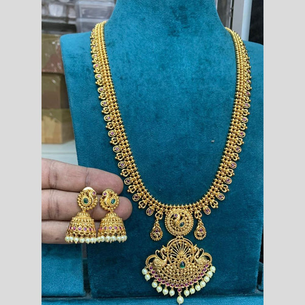 Sona Creation Gold Plated Pota Stone And Pearls Necklace Set