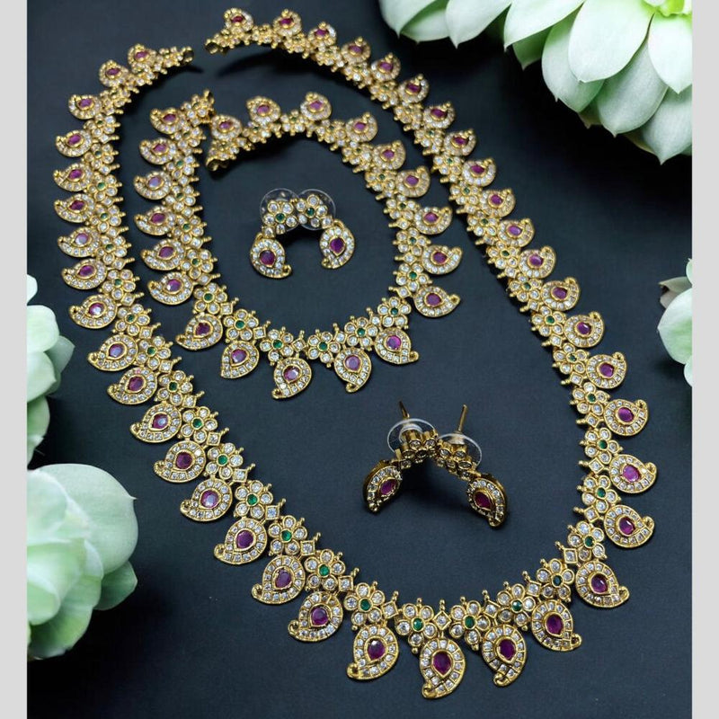 Sona Creation Gold Plated Austrian Stone Double Necklace Set