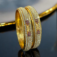 Sona Creation Gold Plated Austrian Stone Bangle Set