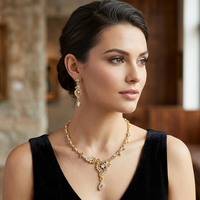 Urthn Gold Plated Elegant Austrian Stone Necklace set(Pack of 3)