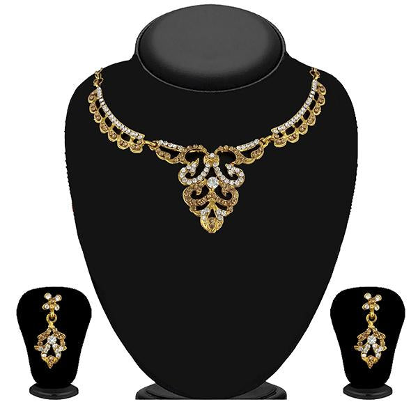 Urthn Gold Plated Brown Austrian Stone Necklace Set - 1114721A (Pack Of 6)