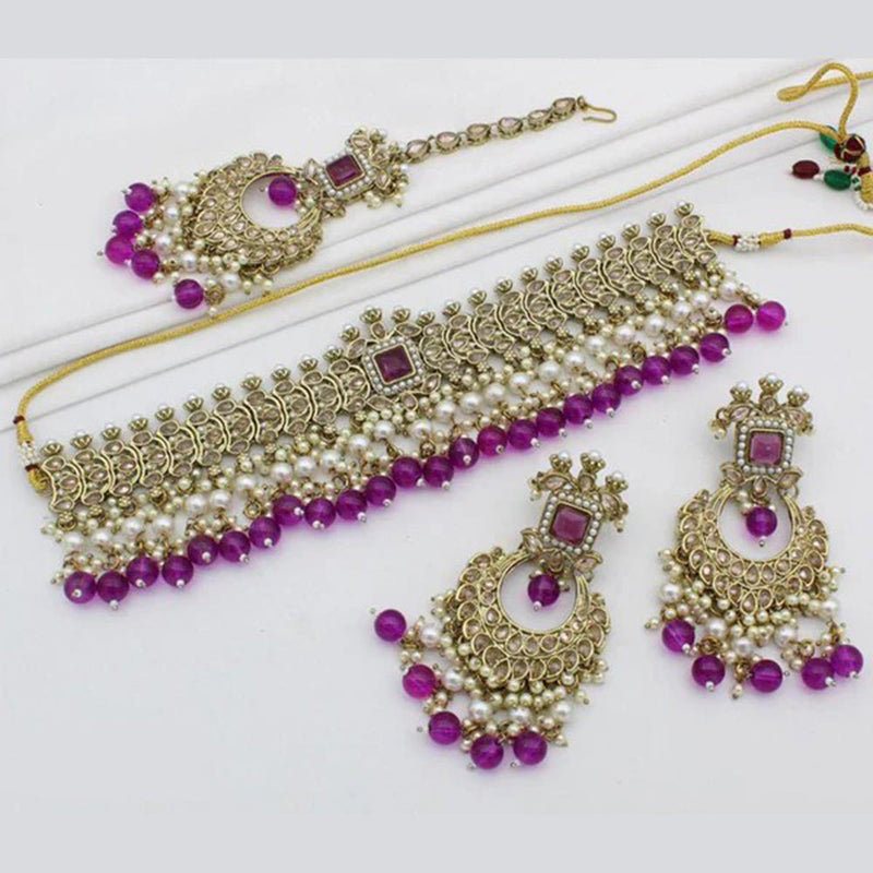 SNERA Gold Plated Crystal Stone Necklace Set