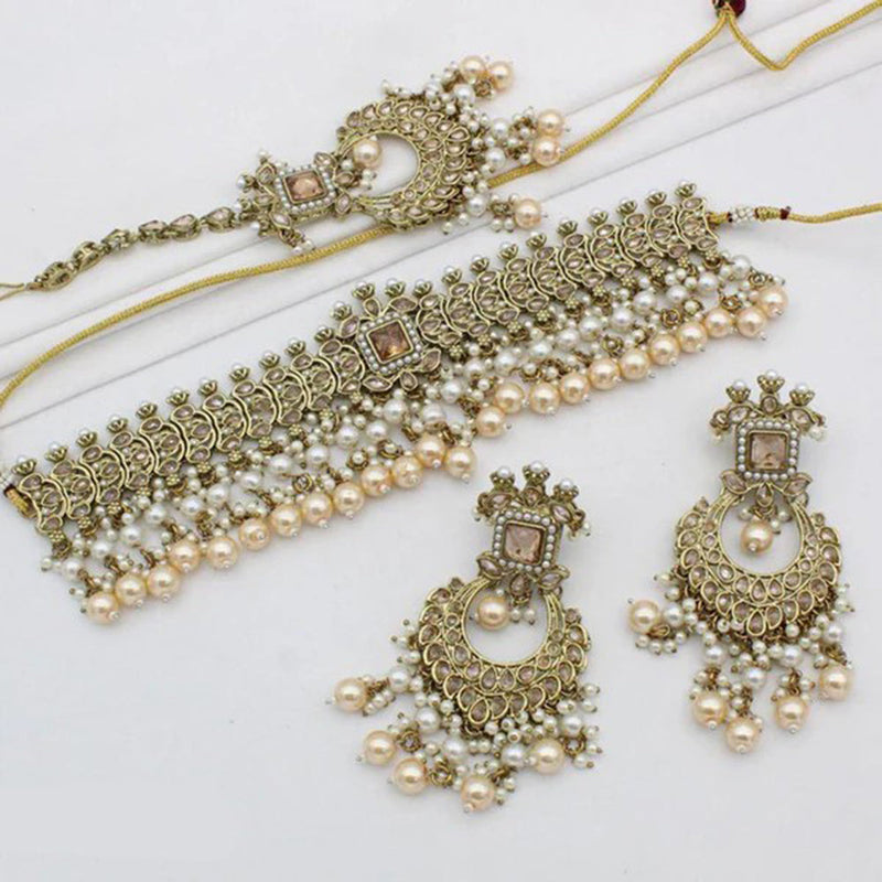 SNERA Gold Plated Crystal Stone Necklace Set