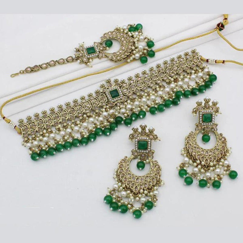 SNERA Gold Plated Crystal Stone Necklace Set