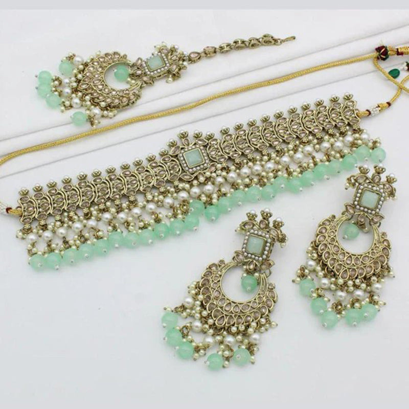 SNERA Gold Plated Crystal Stone Necklace Set