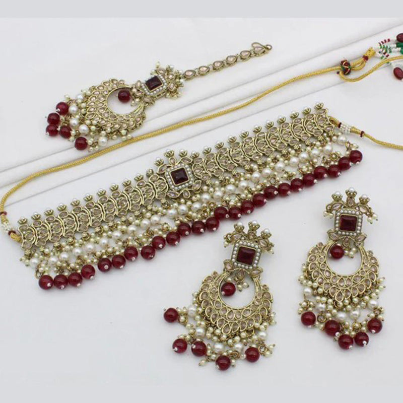 SNERA Gold Plated Crystal Stone Necklace Set