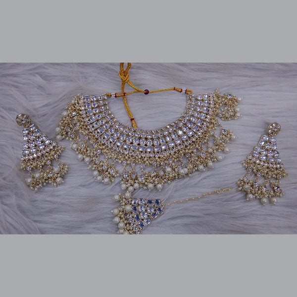 SNERA  Gold Plated Kundan Stone And Pearl Necklace Set