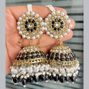 SNERA Gold Plated Pota Stone And Pearl Jhumki Earrings