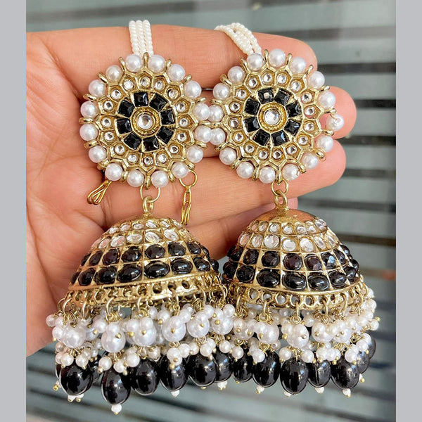 SNERA Gold Plated Pota Stone And Pearl Jhumki Earrings