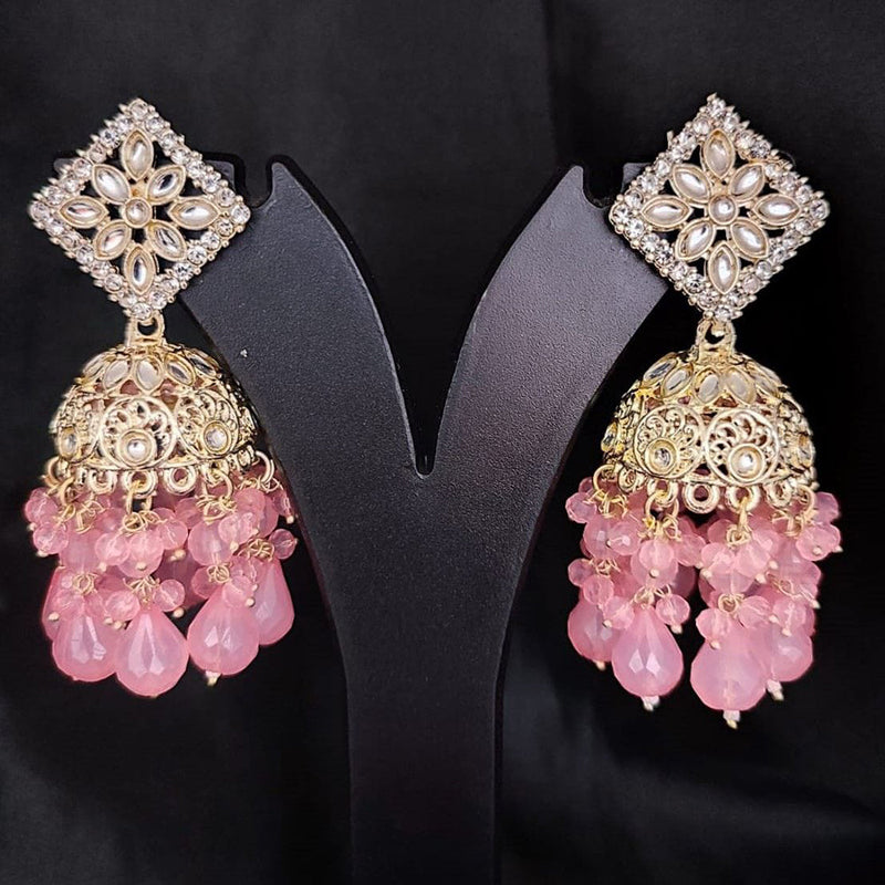 SNERA Gold Plated Kundan Stone And Beads Jhumki  Earrings