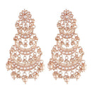 SNERA Gold Plated Kundan Stone And Pearl Dangler Earrings