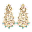 SNERA Gold Plated Kundan Stone And Pearl Dangler Earrings