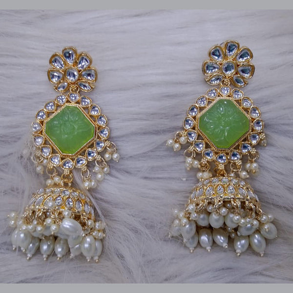 SNERA Gold Plated Kundan Stone And Pearl Jhumki Earrings