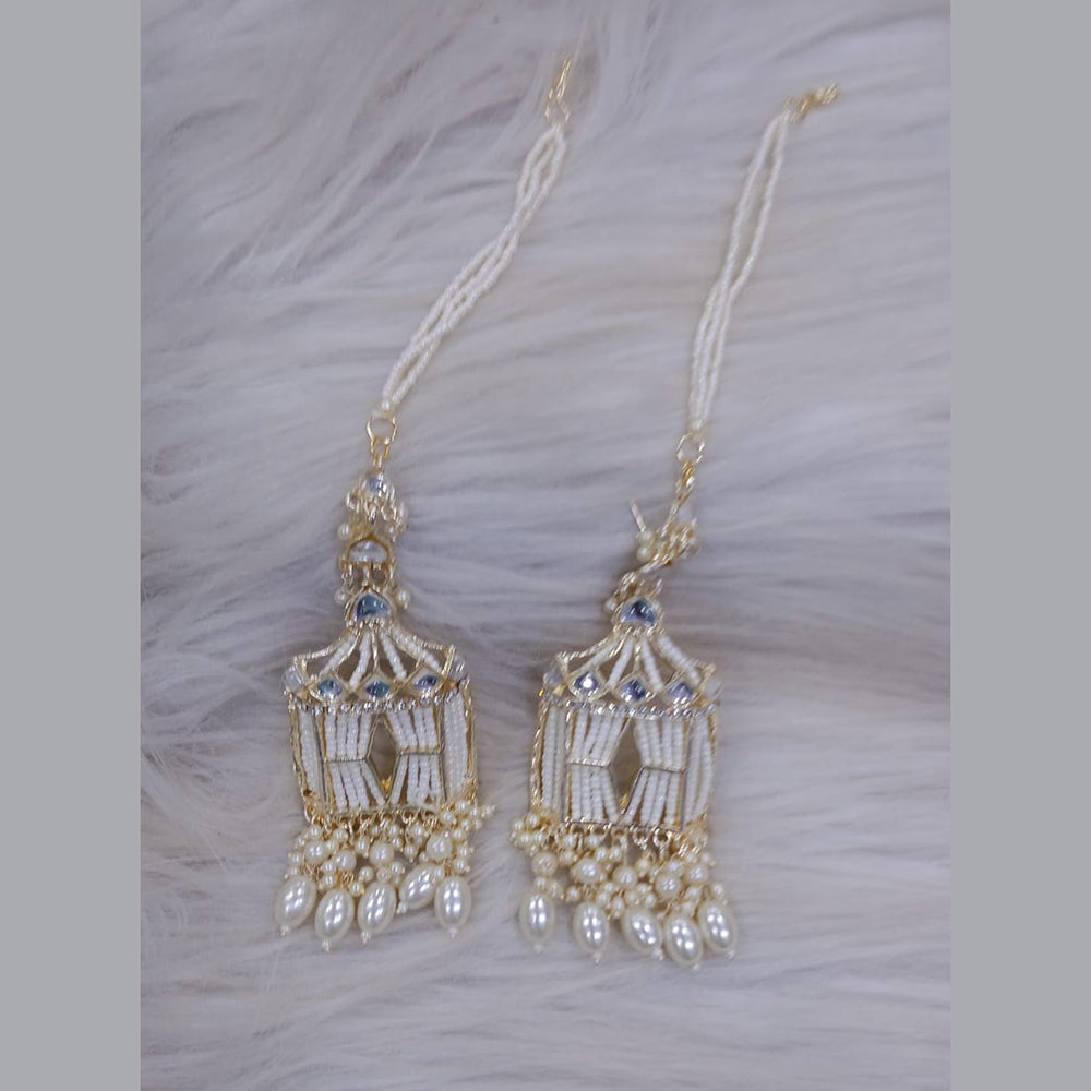 SNERA Gold Plated Kundan Stone And Pearl Dangler Earrings