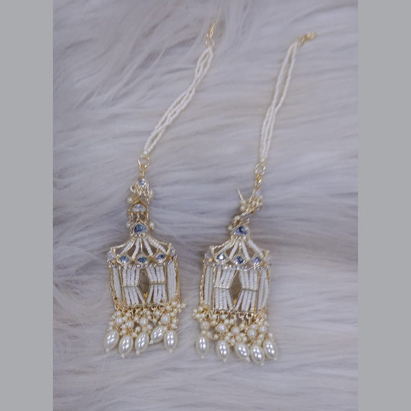 SNERA Gold Plated Kundan Stone And Pearl Dangler Earrings