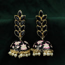 SNERA Gold Plated Pota Stone And Meenakari Jhumki Earrings