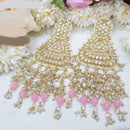SNERA Gold Plated Kundan Stone Pearl And Beads Dangler Earrings