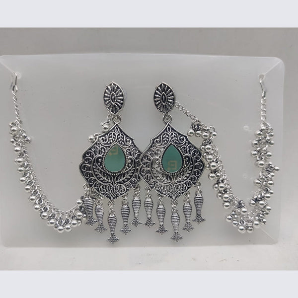 SNERA Oxidised Plated Mirror Kan Chain Dangler Earrings