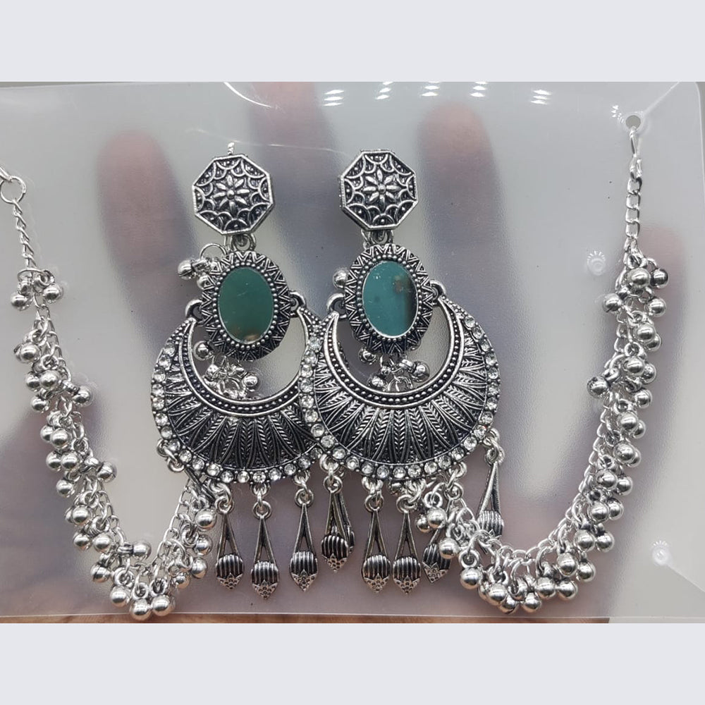 SNERA Oxidised Plated Mirror Kan Chain Dangler Earrings