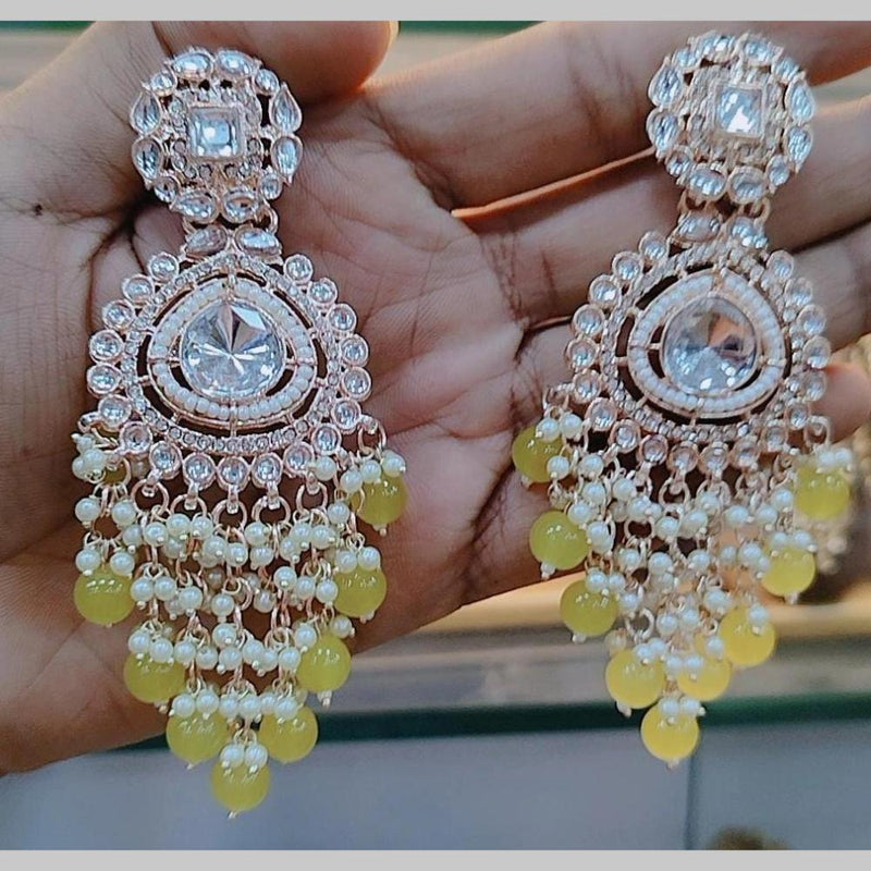 SNERA Gold Plated Kundan Stone And Pearl Dangler Earrings