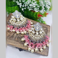 SNERA Gold Plated Kundan Stone And Beads Meenakari Dangler Earrings