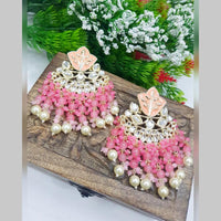 SNERA Gold Plated Kundan Stone And Beads Meenakari Dangler Earrings