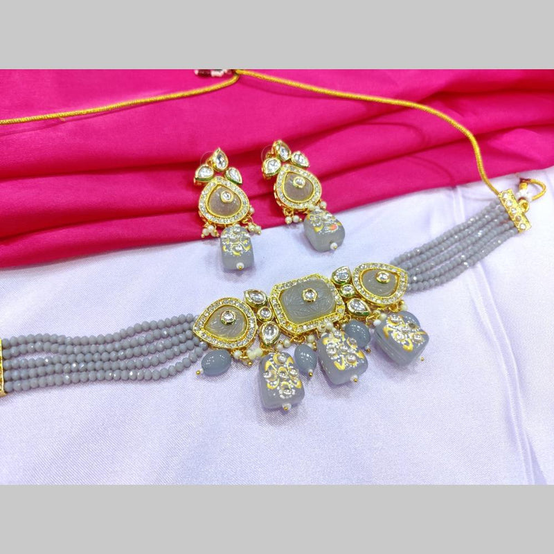 SNERA Gold Plated Austrian Stone And Pearls Choker Necklace Set