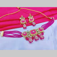 SNERA Gold Plated Austrian Stone And Pearls Choker Necklace Set