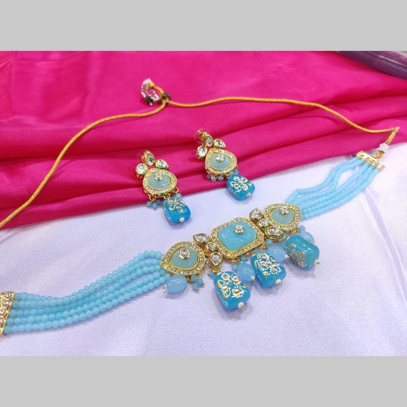 SNERA Gold Plated Austrian Stone And Pearls Choker Necklace Set