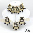 SNERA Gold Plated Kundan Stone And Pearls Meenakari Choker Necklace Set