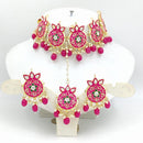 SNERA Gold Plated Kundan Stone And Pearls Meenakari Choker Necklace Set