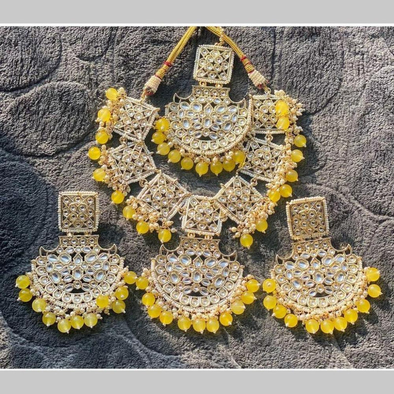 SNERA Gold Plated Kundan Stone And Pearls Choker Necklace Set