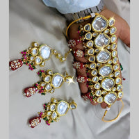 SNERA Gold Plated Kundan Stone And Pearls Choker Necklace Set