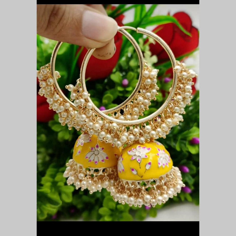 SNERA Gold Plated Meenakari Jhumki Earrings