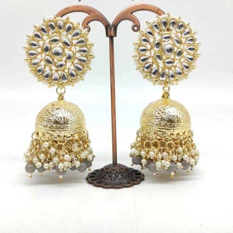 SNERA Gold Plated Kundan Stone And Meenakari Jhumki Earrings